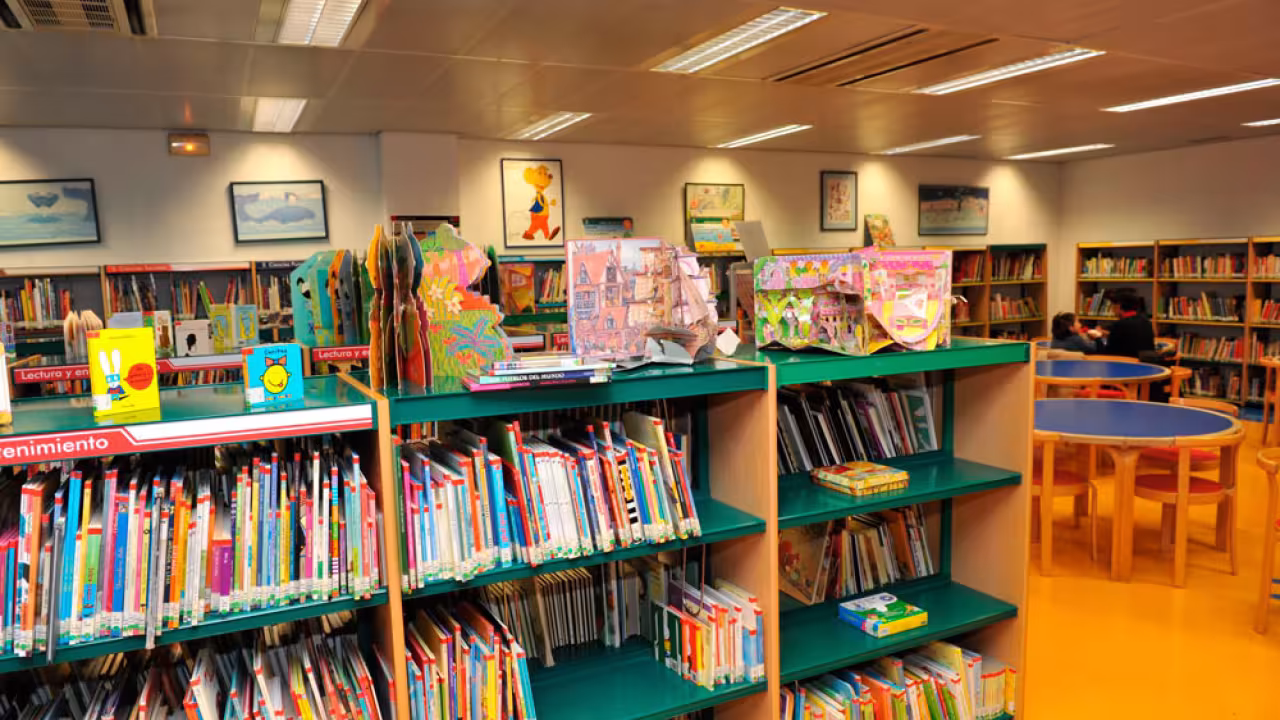 Estantería de una biblioteca de Pozuelo